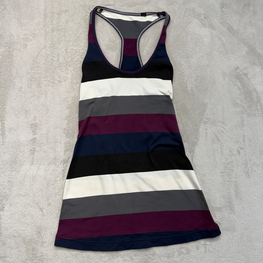Lululemon Shirt Women's 4 Tank‎ Top Multicolor Striped Racerback Activewear Tank